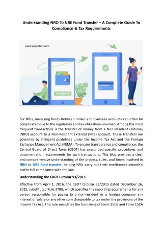 Understanding NRO To NRE Fund Transfer – A Complete Guide To Compliance & Tax Re