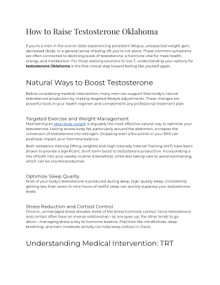 E3 - How to Raise Testosterone Oklahoma