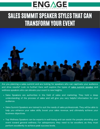 Sales Summit Speaker Styles That Can Transform Your Event