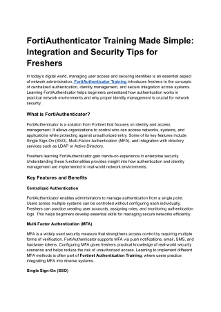 FortiAuthenticator Training Made Simple_ Integration and Security Tips for Freshers