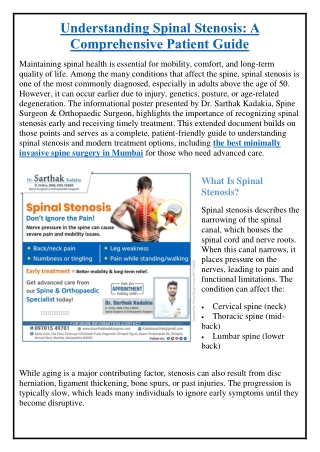 Understanding Spinal Stenosis: A Comprehensive Patient Guide