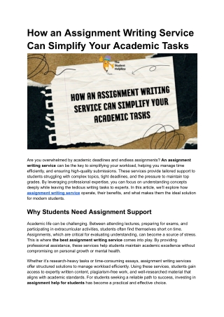 How an Assignment Writing Service Can Simplify Your Academic Tasks