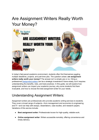 Are Assignment Writers Really Worth Your Money