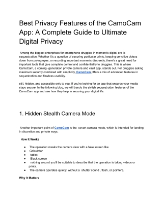Best Privacy Features of the CamoCam App_ A Complete Guide to Ultimate Digital Privacy