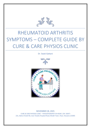 Rheumatoid Arthritis Symptoms – Complete Guide by Cure & Care Physios Clinic