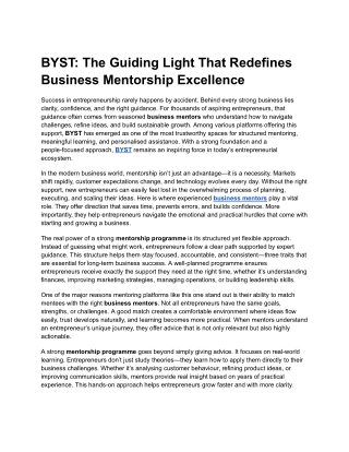 BYST_ The Guiding Light That Redefines Business Mentorship Excellence
