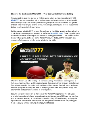 Discover the Excitement of World777 — Your Gateway to Elite Online Betting