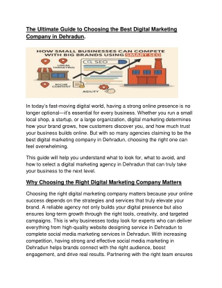 The Ultimate Guide to Choosing the Best Digital Marketing Company in Dehradun