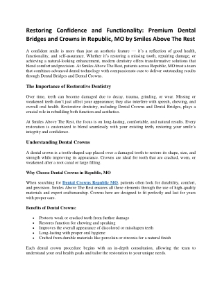 Restoring Confidence and Functionality