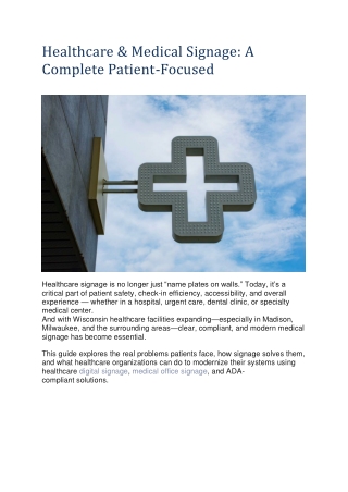 Healthcare & Medical Signage A Complete Patient Focused