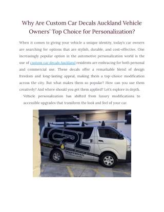 Why Are Custom Car Decals Auckland Vehicle Owners’ Top Choice for Personalization