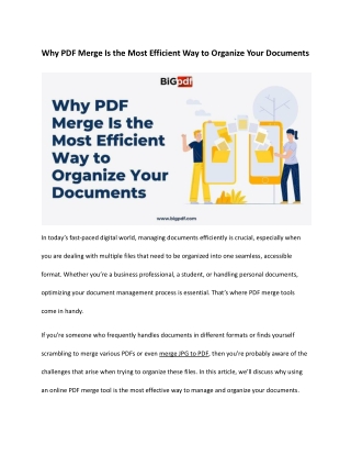 Why PDF Merge Is the Most Efficient Way to Organize Your Documents