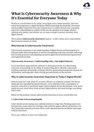 What Is Cybersecurity Awareness