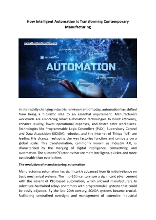 How Intelligent Automation Is Transforming Contemporary Manufacturing