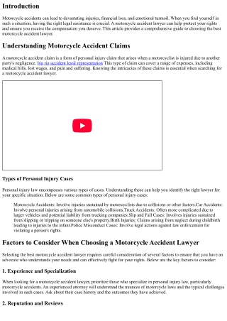 Choosing the Best Motorcycle Accident Lawyer: Factors to Consider