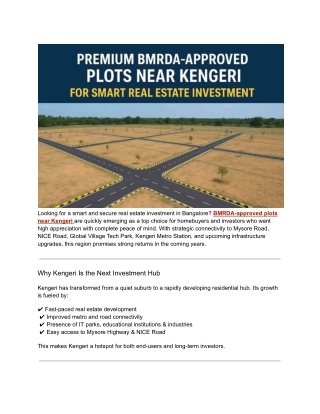 BMRDA-Approved Plots Near Kengeri
