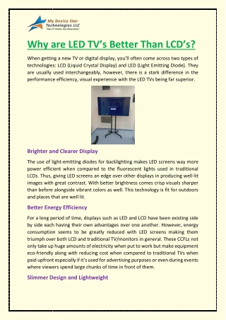 Why are LED TV’s Better Than LCD’s?