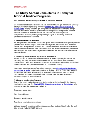 Top Study Abroad Consultants in Trichy for MBBS & Medical Programs