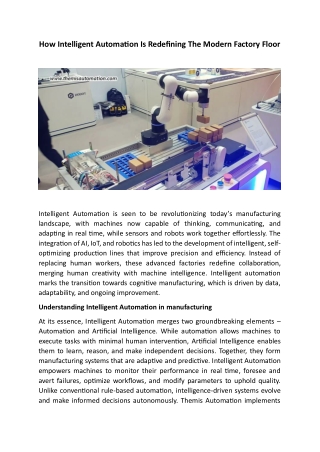 How Intelligent Automation Is Redefining The Modern Factory Floor
