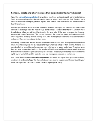 Sensors, charts and short notices that guide better factory choices