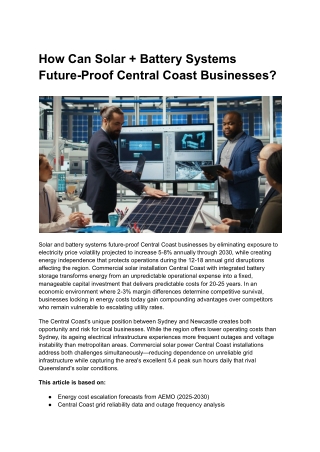 How Can Solar   Battery Systems Future-Proof Central Coast Businesses?