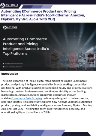 Automating ECommerce Product and Pricing Intelligence Across India’s Top Platforms - Amazon, Flipkart, Myntra, Ajio & Ta