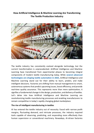How Artificial Intelligence & Machine Learning Are Transforming The Textile Prod