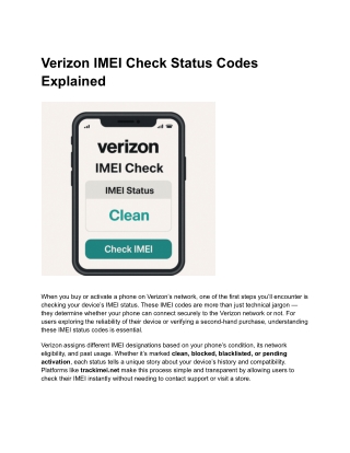 Verizon IMEI Check Status Codes Explained