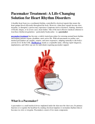 Pacemaker Treatment - Theheartae