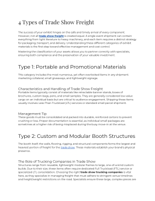 E - 4 Types of Trade Show Freight
