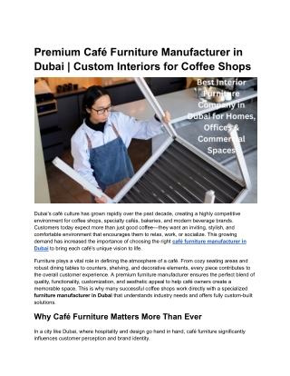 Premium Café Furniture Manufacturer in Dubai _ Custom Interiors for Coffee Shops