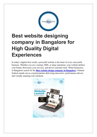 Best website designing company in Bangalore for High Quality Digital Experiences