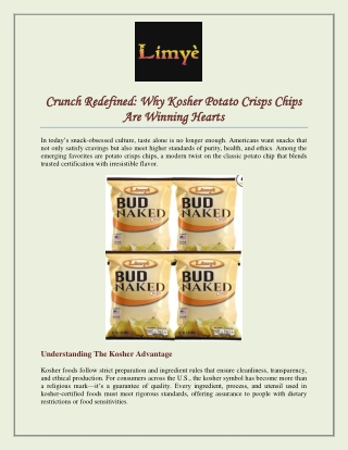 Crunch Redefined: Why Kosher Potato Crisps Chips Are Winning Hearts