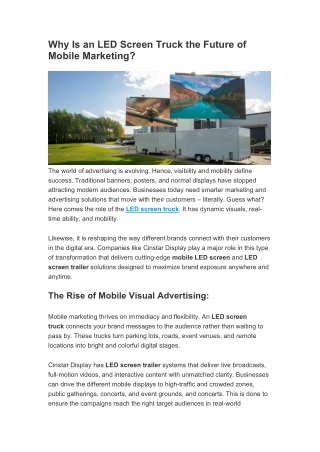 Why Is an LED Screen Truck the Future of Mobile Marketing
