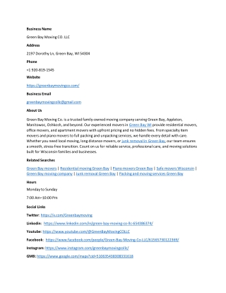 Green Bay Moving CO. LLC