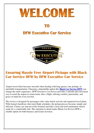 Ensuring Hassle Free Airport Pickups with Black Car Service DFW by DFW Executive Car Service