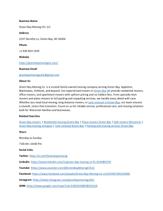 Green Bay Moving CO. LLC