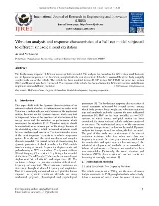 Vibration Analysis of a Half-Car Model Under Various Sinusoidal Road Excitations