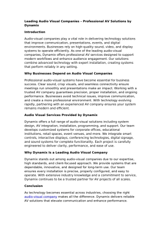 Leading Audio Visual Companies – Professional AV Solutions by Dynamix