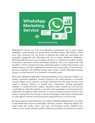 WhatsApp Marketing Service | Boost Sales & Engagement with MetaReach Marketing