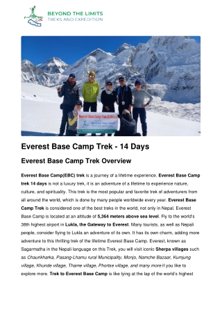 Everest Base Camp Trekking 14 Days - Experience Everest Upclose