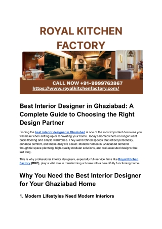 Best Interior Designer in Ghaziabad | Stylish & Functional Home Interiors