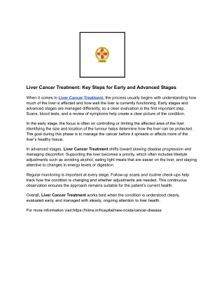 Liver Cancer Treatment_ Key Steps for Early and Advanced Stages