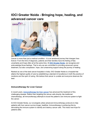 IOCI Greater Noida - Bringing hope, healing, and advanced cancer care