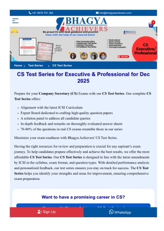 CS Mock Test Series - Bhagya Achievers