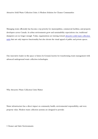 Attractive Solid Waste Collection Units A Modern Solution for Cleaner Communities 