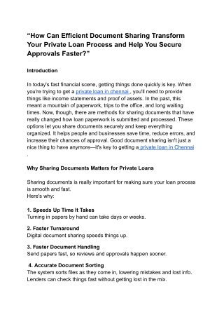 “How Can Efficient Document Sharing Transform Your Private Loan Process and Help You Secure Approvals Faster