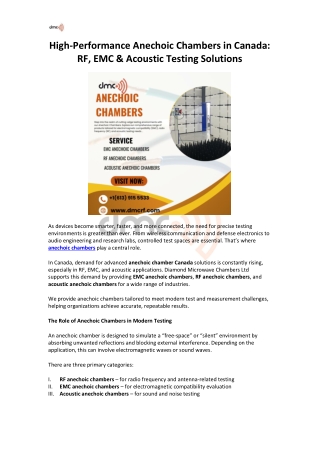 High-Performance Anechoic Chambers in Canada - RF, EMC & Acoustic Testing Solutions
