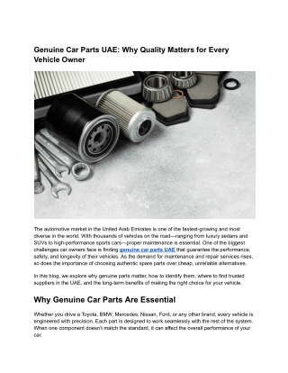 Where to Buy Genuine Car Parts UAE at the Best Prices