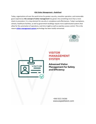 KSA Visitor Management – Redefined